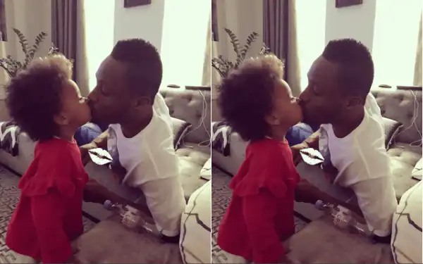Mikel Obi and One of Twin Girls Locked in an Affectionate Kiss (Photos)